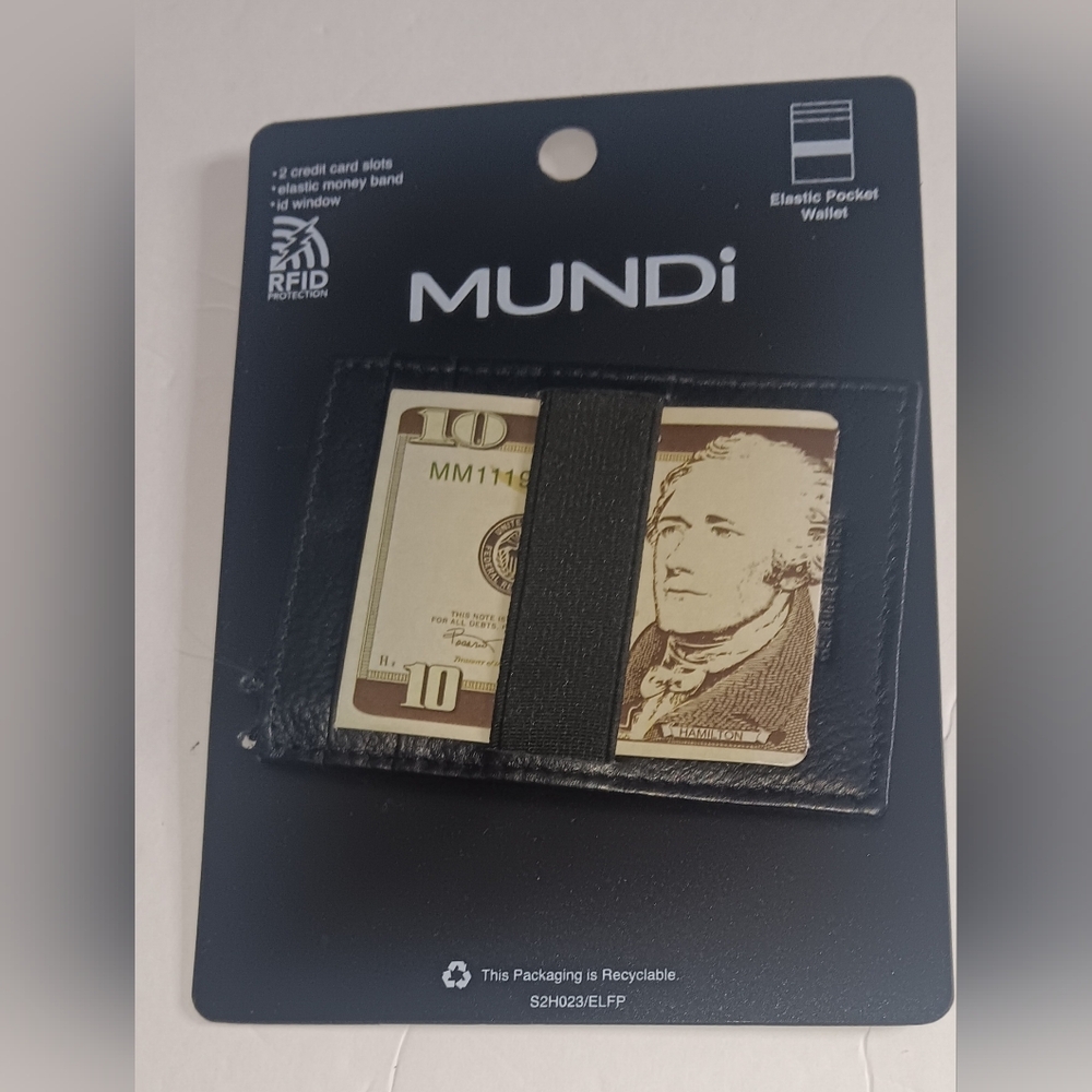 MEN'S MONEYBAND LEATHER BILLFOLD WALLET BLACK
